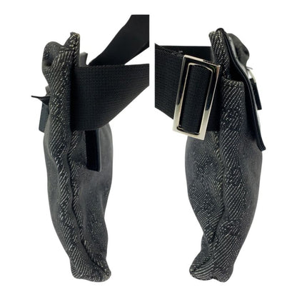 Gucci Black Silver Hardware GG Canvas 23566 Waist Bag Bum Bag Women 505371