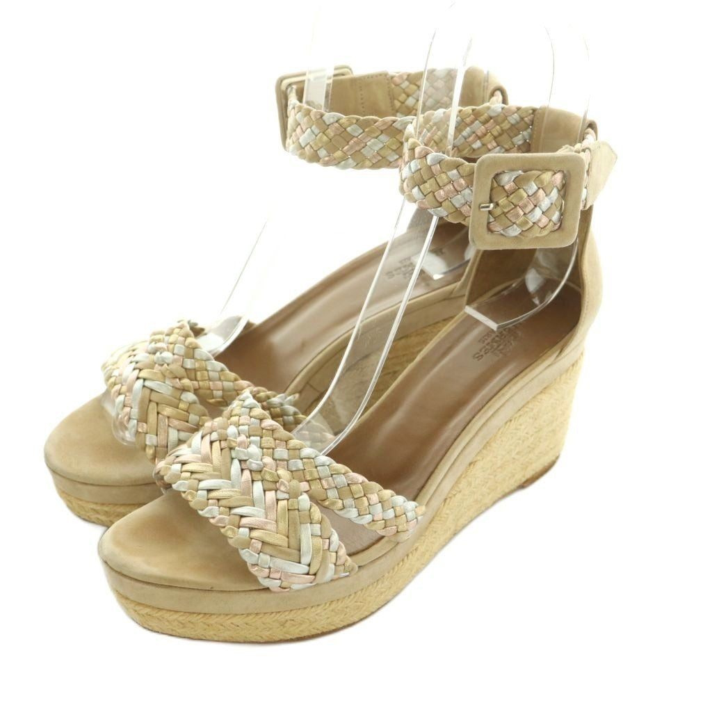Hermes Espadrilles Wedge Sole Sandals Braided 38 Beige