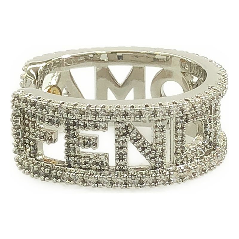 Fendi - Logo Pave Ring Rhinestone Ear Cuff - Silver - Women