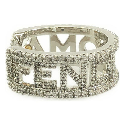 Fendi - Logo Pave Ring Rhinestone Ear Cuff - Silver - Women
