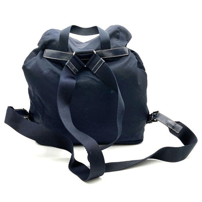 Prada Backpack Daypack Navy Nylon/leather Triangle Logo Triangle Logo Women's