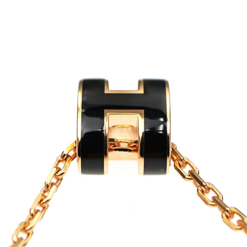 Hermes Necklace Pop Ash Mini Pendant Black Rose Gold Hardware Accessorie