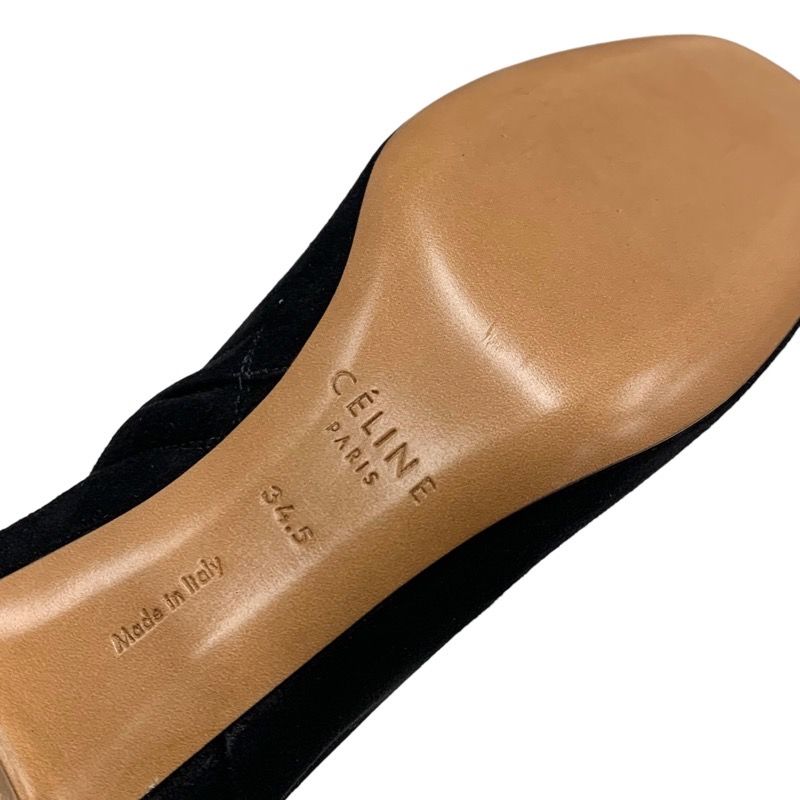 Unused Celine Boots Short Boots Shoes Bang Metal Heel Suede Black Silver