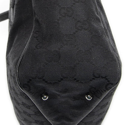 Gucci Small Shoulder Tote Black GG Canvas — view 7
