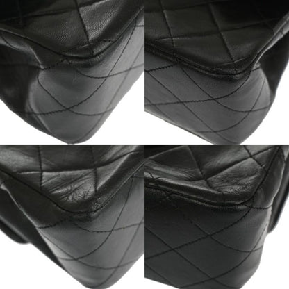 Chanel Matelasse Double Flap Chain Shoulder Bag Black Gold Hardware 898bs154