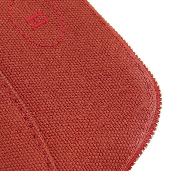 Hermes Pouch Bolide Pouch Mini Cotton Rouge Silver Hardware Red