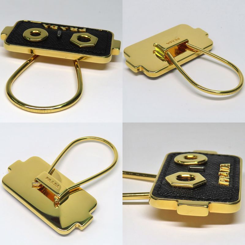 Prada Robot 1pp054 Bag Charm Sapphire Leather Metal Gold Hardware