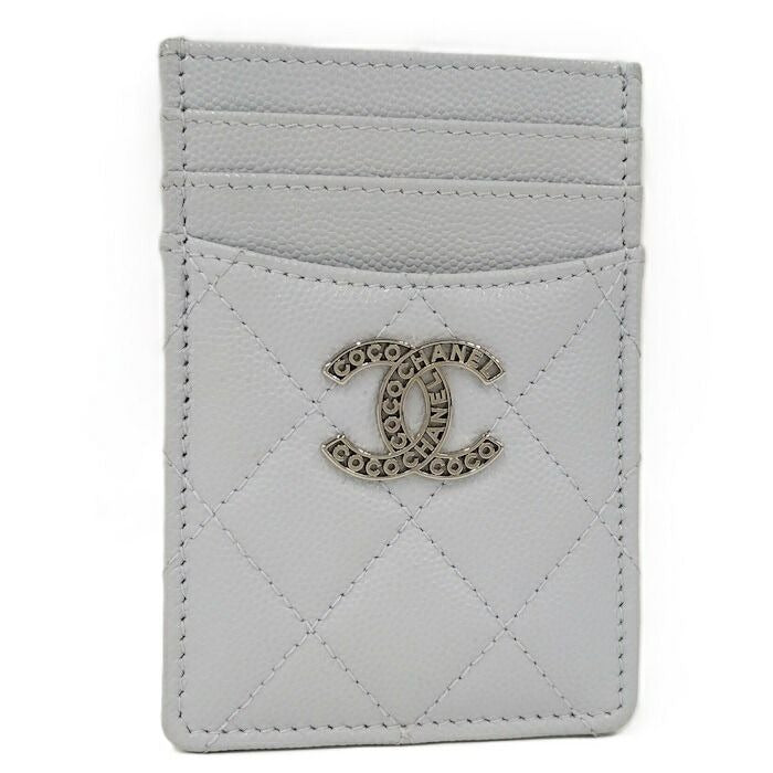 Chanel Card Case Coco Marc Caviar Leather Ice Blue Ap3835
