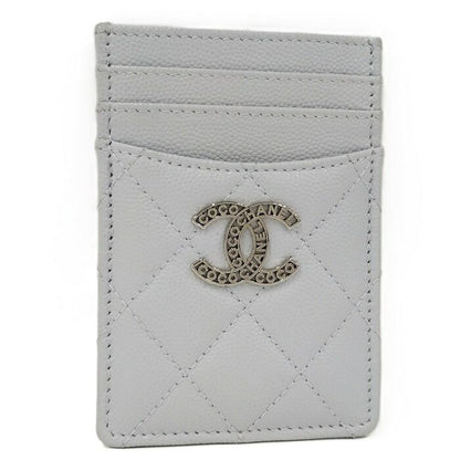 Chanel Card Case Coco Marc Caviar Leather Ice Blue Ap3835
