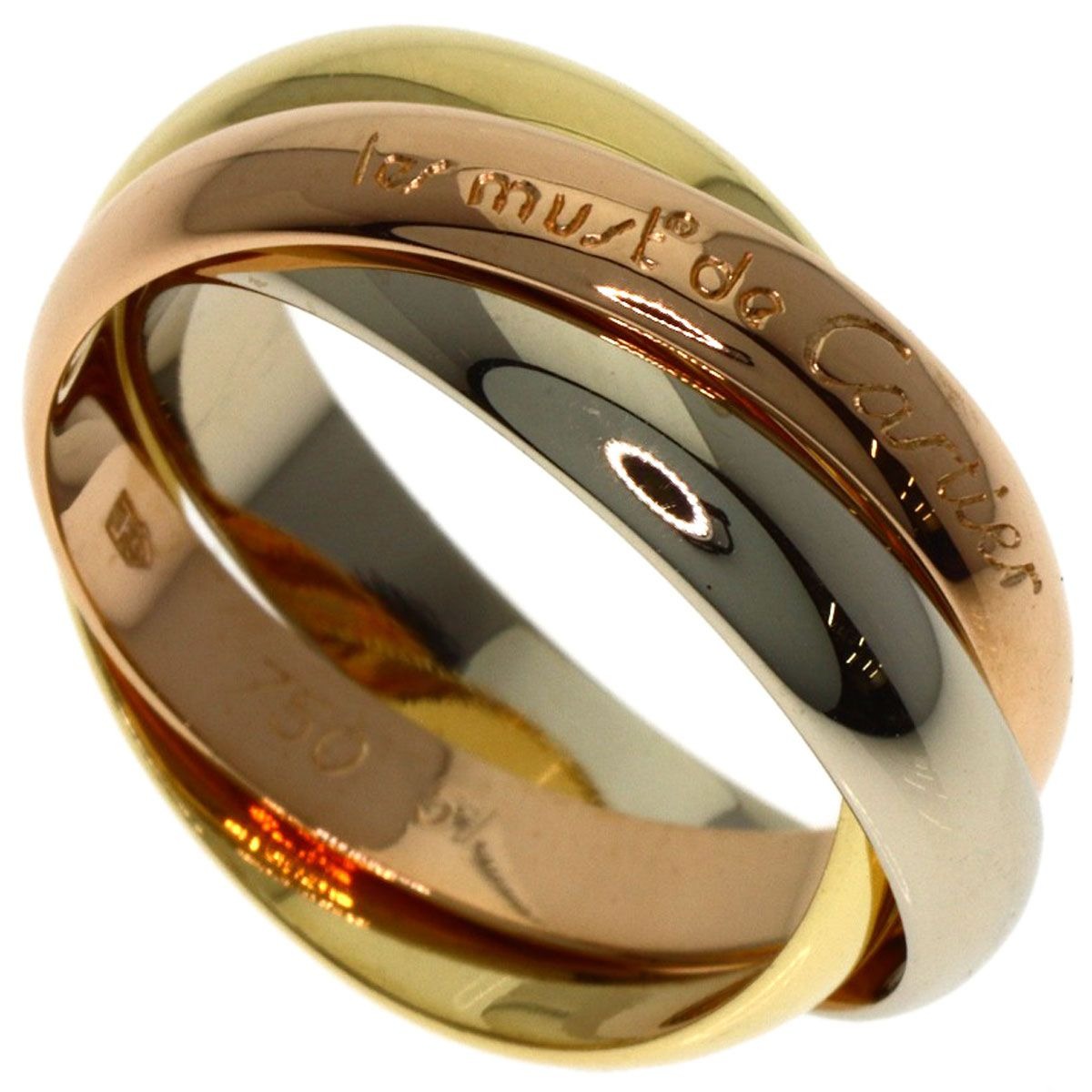 Cartier Trinity 51 Ring 18k Yellow Gold 18k White Pink