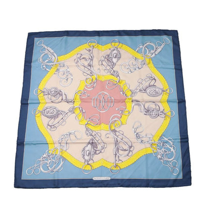 Hermes Scarf Carré 90 Silk Multicolor Ice Blue Yellow LIFT Profile Women Hermes