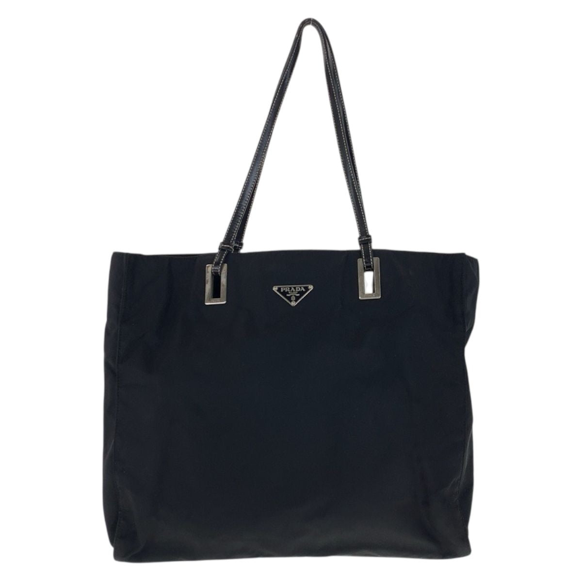 Prada Tessuto Black Silver Nylon Leather Tote