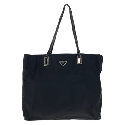 Prada Tessuto Black Silver Nylon Leather Tote