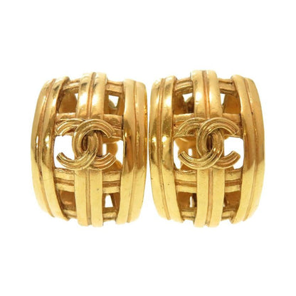 Chanel Coco Mark 96 P Metal Gold Earrings 0101