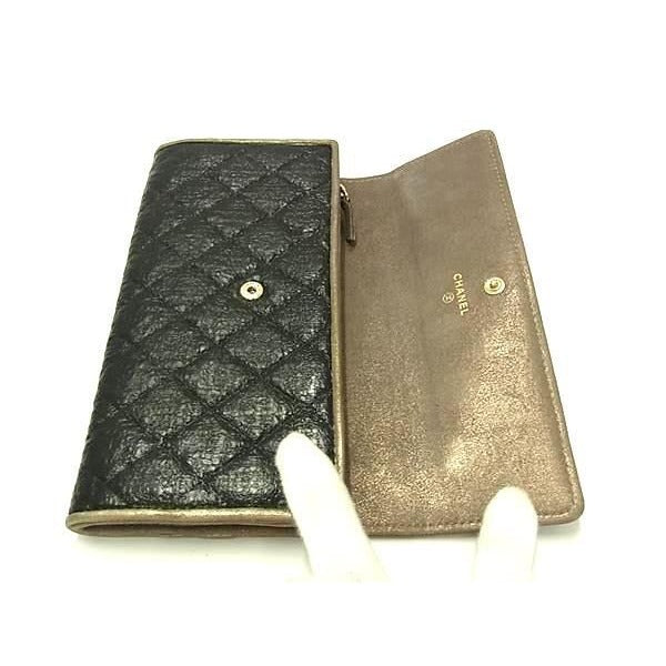Chanel Wallet Quilted Black Leather And Vinyl Foldable Long — view 4