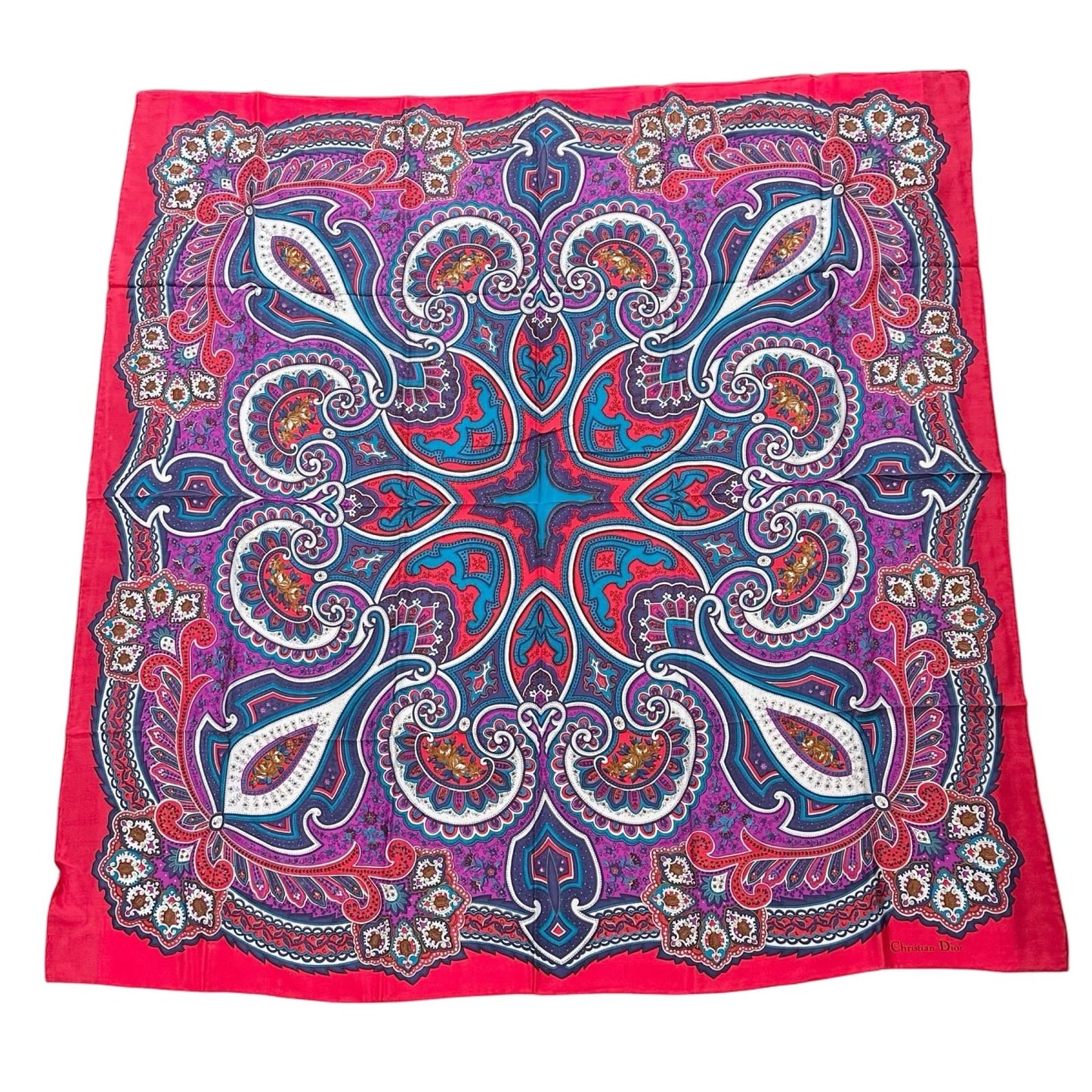 Dior Paisley Silk Purple Red Scarf