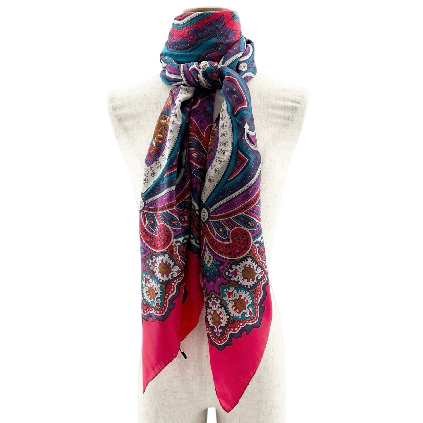 Dior Paisley Silk Purple Red Scarf — view 2