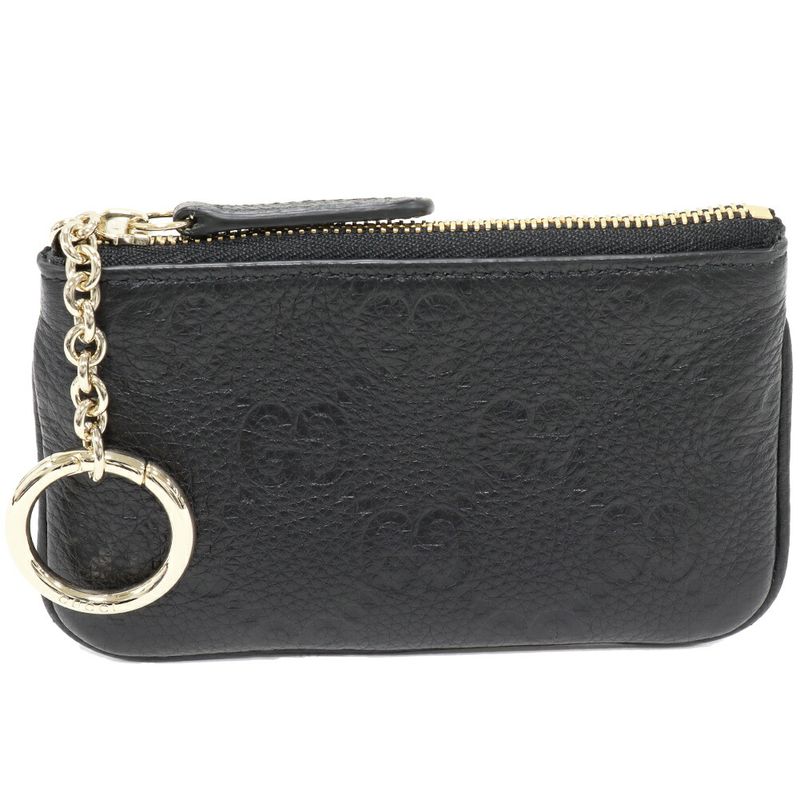 Gucci Coin Case Key Case GG Emblem Key Pouch GG Grain Leather Black 815891