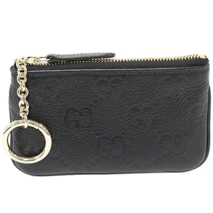 Gucci Coin Case Key Case GG Emblem Key Pouch GG Grain Leather Black 815891