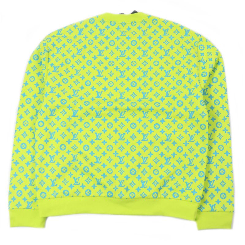 Louis Vuitton 2023 100% Cotton Monogram Print Allover Sweatshirt Lime Green L