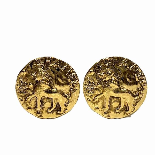 Chanel Lion Motif Branded Accessories Earrings Ladies