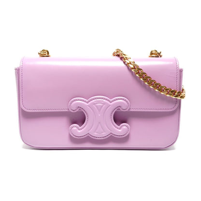 Celine Shoulder Bag Triomphe Chain Shiny Calfskin