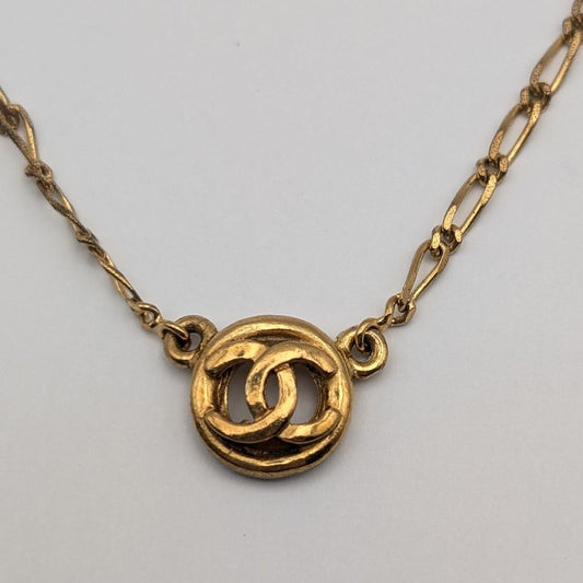 Chanel Gold CC Logo Necklace Vintage