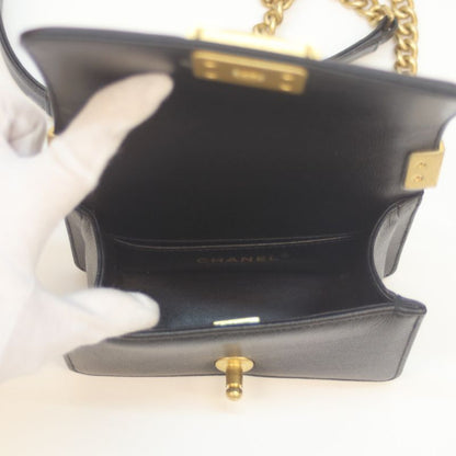 Chanel A67364 Black Caviar Skin Ghardware Mini Boy Chanel 15 Chain Shoulder Bag