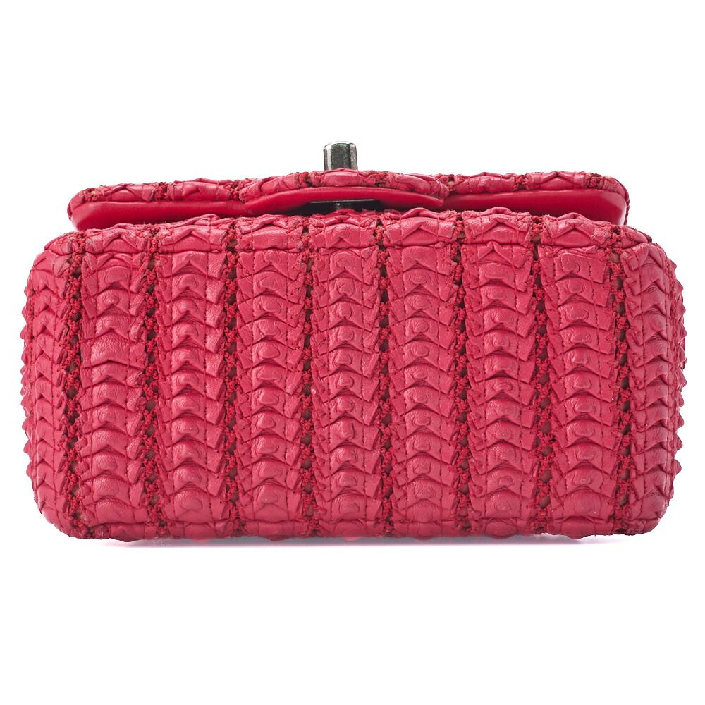 Chanel Mini Matelasse Turnlock Chain Shoulder Bag Lambskin Red (silver Hardware)