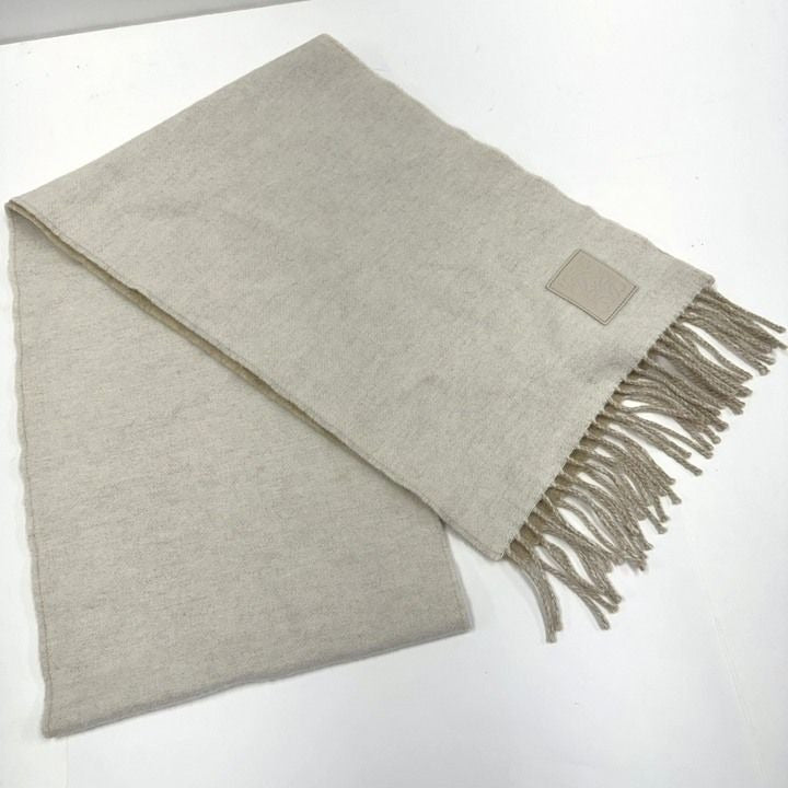 Loewe Cashmere Blend Reversible Scarf Anagram Ivory Sand Wool