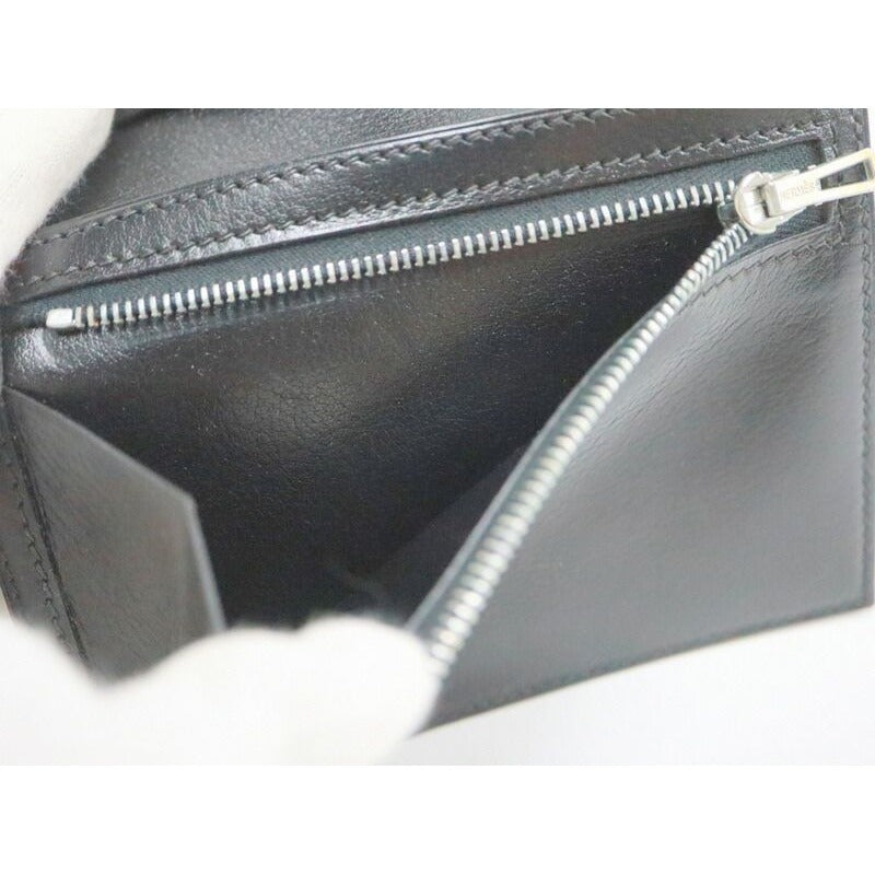 Hermes Bearn Compact Bifold Wallet Buffalo Gala Noir Black Silver — view 7