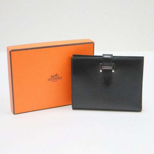 Hermes Bearn Compact Bifold Wallet Buffalo Gala Noir Black Silver