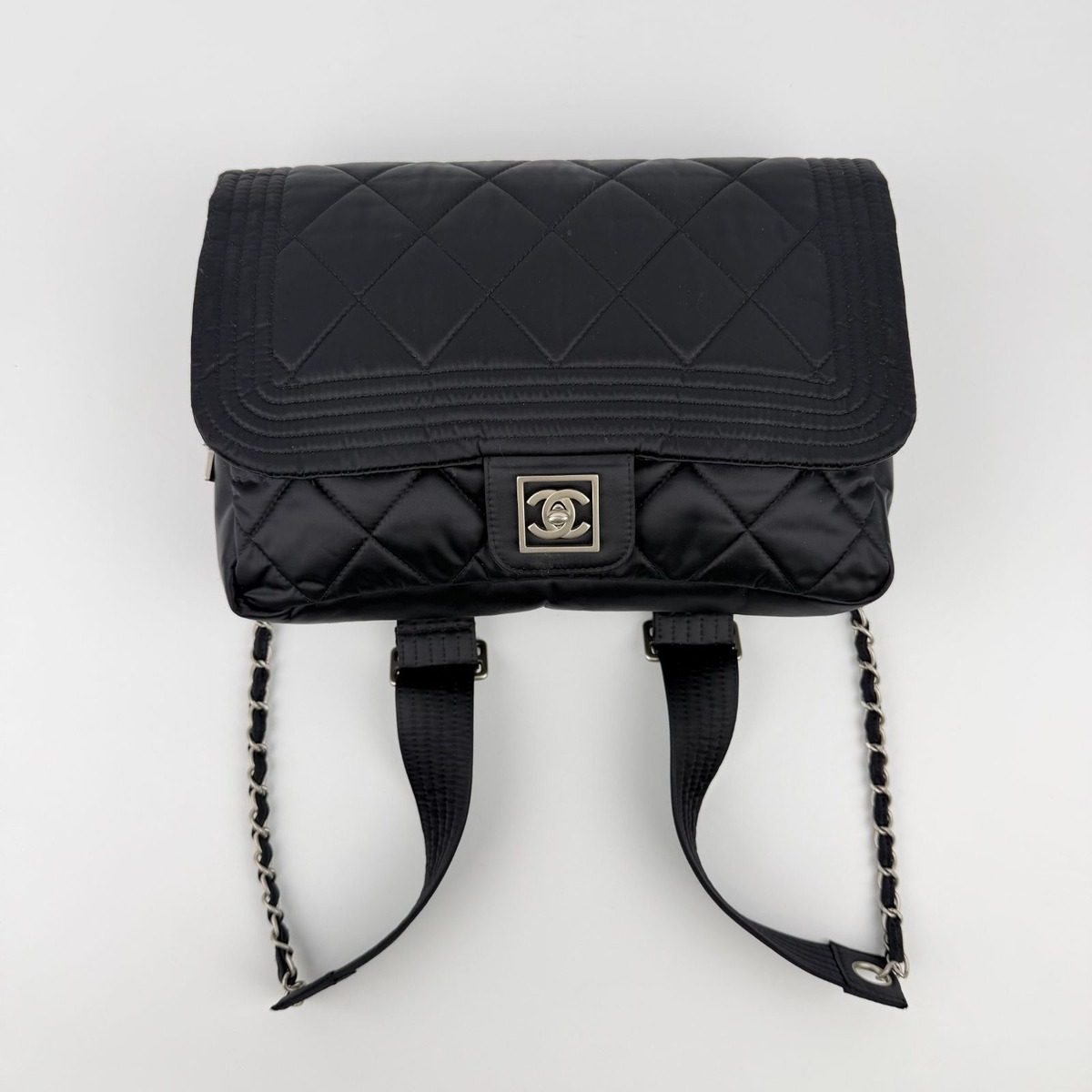 Chanel CC Logo Sports Line Backpack Black Nylon Vintage