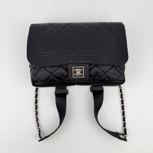 Chanel CC Logo Sports Line Backpack Black Nylon Vintage