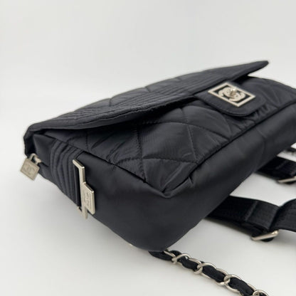 Chanel CC Logo Sports Line Backpack Black Nylon Vintage — view 9