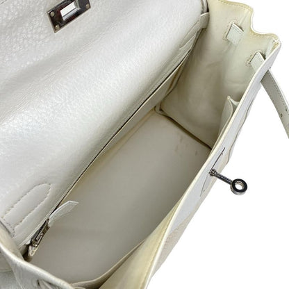 Hermes Handbag Kelly 32 White And Ivory Internal Stitching/silver Hardware