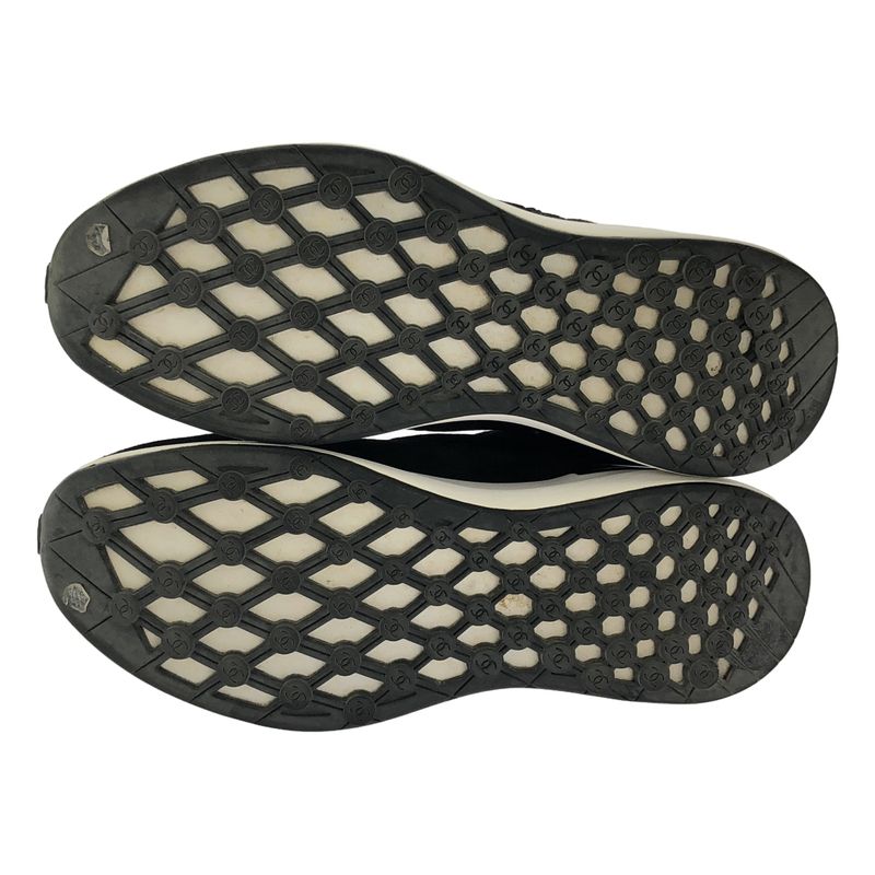 Chanel - Coco Mark Leather Paneled Low Cut Sneakers - 36 - Black - Women's