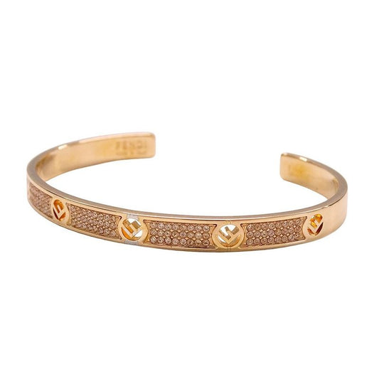 Fendi Bracelet Rhinestone F Is Pink Gold L Size