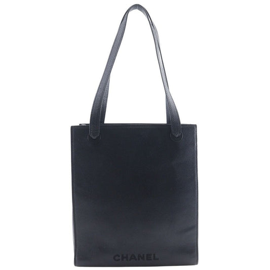 Chanel Logo Caviar Leather Black Tote