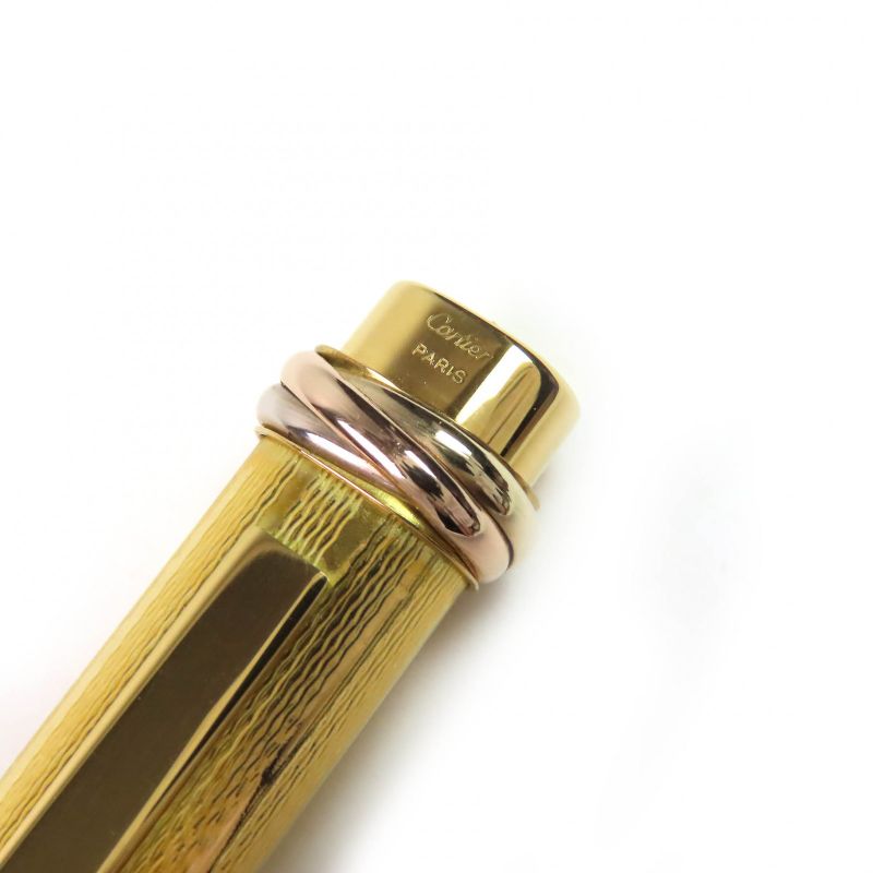Cartier Vintage Trinity Ballpoint Pen With Cap Gold With Case Made In France