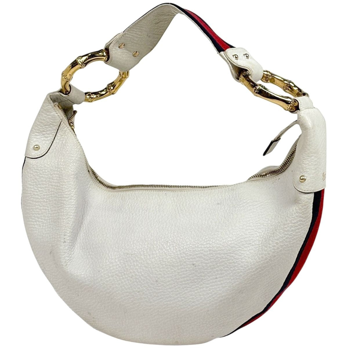 Gucci Logo Shoulder Bag Sherry Line Web Bamboo Motif One Leather