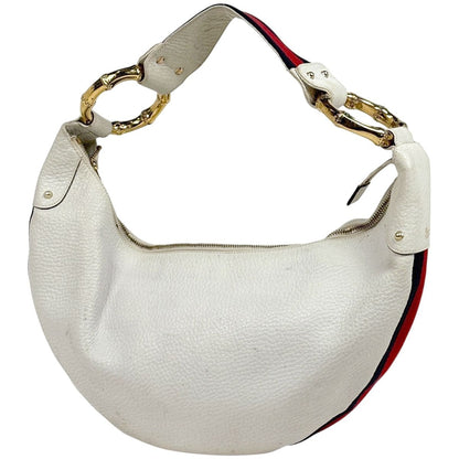 Gucci Logo Shoulder Bag Sherry Line Web Bamboo Motif One Leather