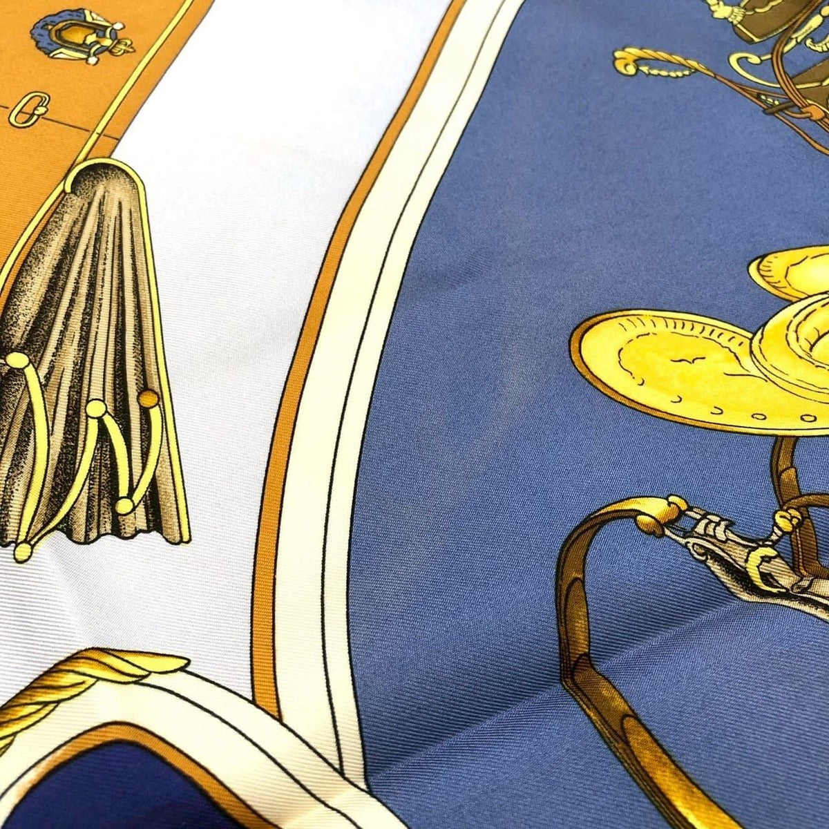 Hermes Carre 90 Springs Spring Scarf Silk Navy Vintage — view 3