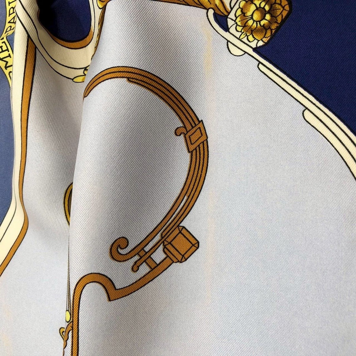 Hermes Carre 90 Springs Spring Scarf Silk Navy Vintage — view 5