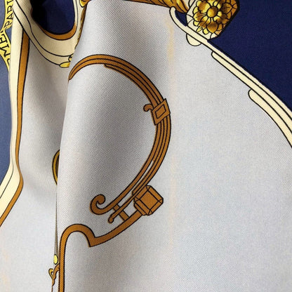 Hermes Carre 90 Springs Spring Scarf Silk Navy Vintage — view 5
