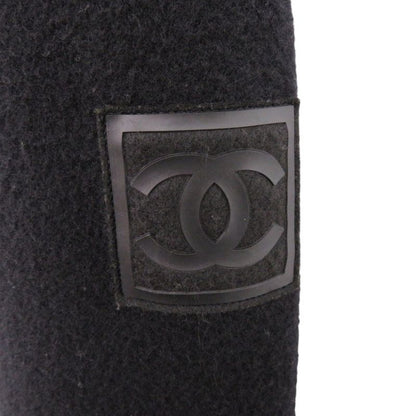 Chanel Sport Line Zip Up Coco Mark P21951 Size 38 Wool Black Hoodie Black 1017