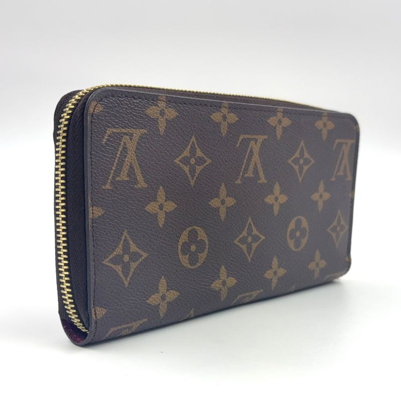 Louis Vuitton Zippy Wallet Monogram Fuchsia PVC Pink Purple And Brown Round