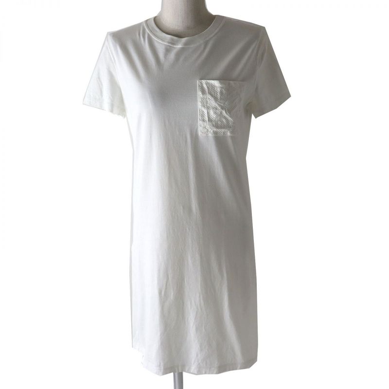 Hermes 22SS Chaine D'ancre Cotton Short Sleeve Dress/tunic With Embroidered