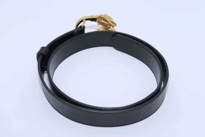 Gucci Double Taiga - Head Buckle Leather Belt 70 28 037 1766 1424 Black Made In