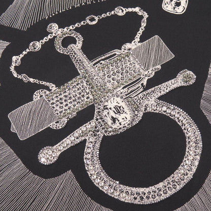 Hermes Carre 90 Planche D Etvde Formal Attire Etude Rhinestone Silk Black 1565